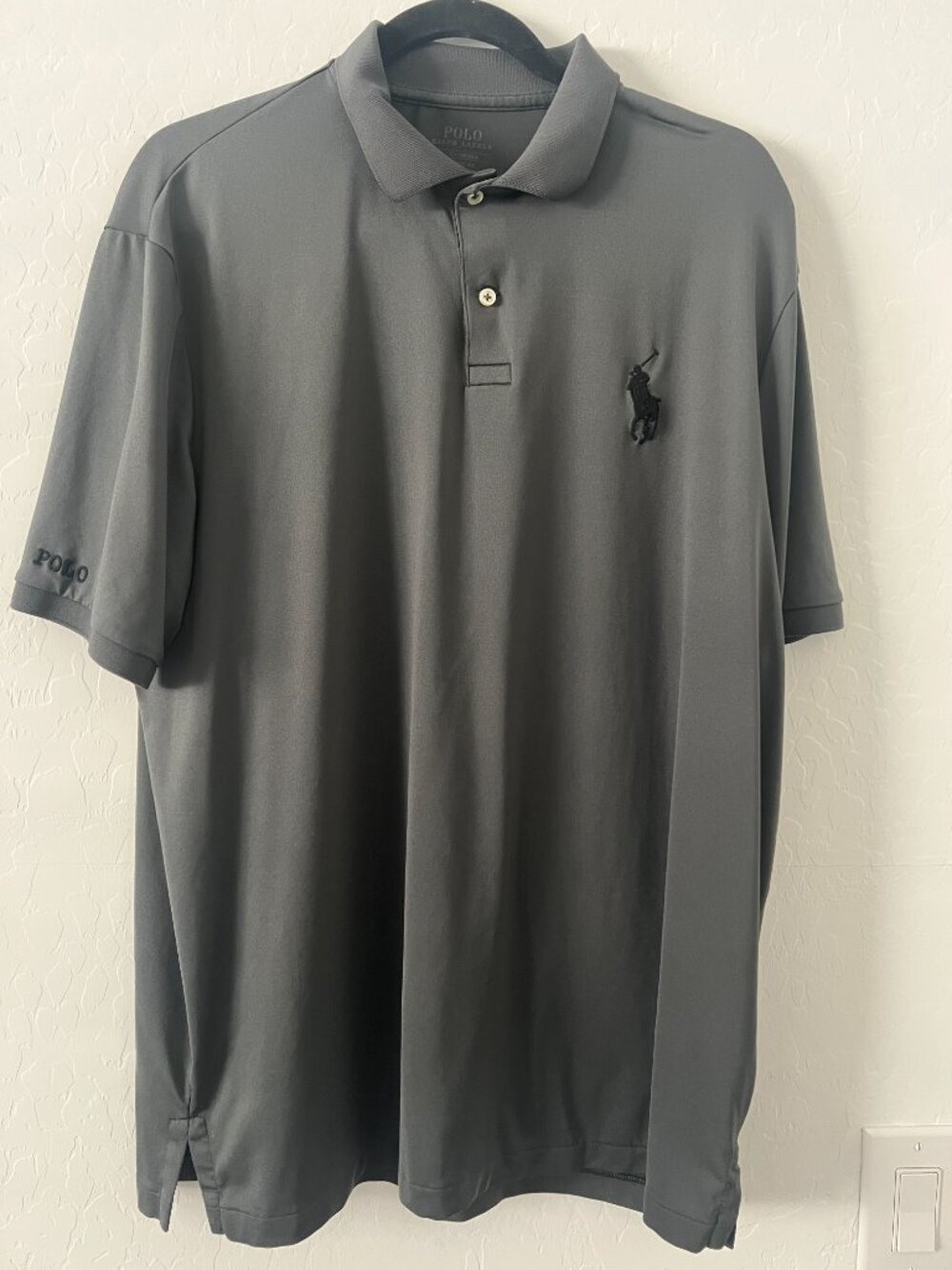 Polo Ralph Lauren Performance Polo Shirt Men's Large Gray Big Pony Stretch Golf